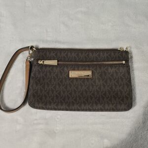 Michael Kors Signature Dark Brown Wristlet Clutch